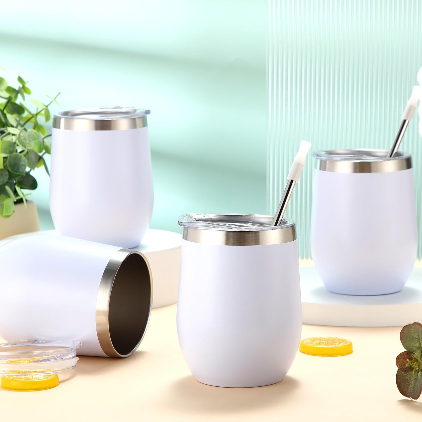Inbagi 30 Pack 12 oz Stainless Steel Tumblers Bulk with Lids and Straws, Double Wall Insulated Wine Tumblers for Wedding Party Favors, Bridal Shower, Birthday Event Gifts