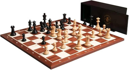 The House of Staunton The Grandmaster Chess Set Box and Board Combination - Ebonized Boxwood
