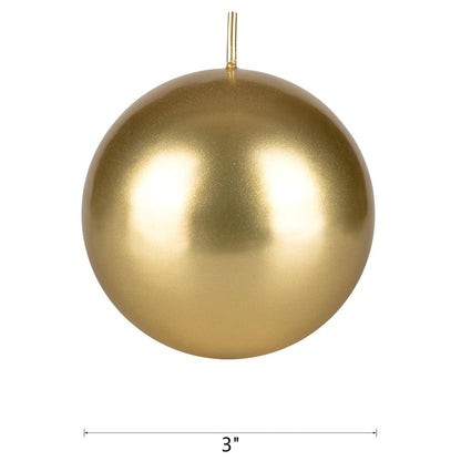 Mega Candles 3 pcs Unscented Gold Ball Round Candles, Hand Poured Premium Wax Candle 3 Inch x 3 Inch, Home Décor, Wedding Receptions, Occasions, Events, Festivities, Meditations, Relaxation