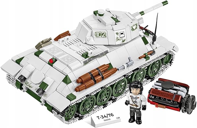 COBI Historical Collection WWII T-34/76 mod 1941/42 2-in-1 (PL/SOV) Tank Building Set 852 Pieces