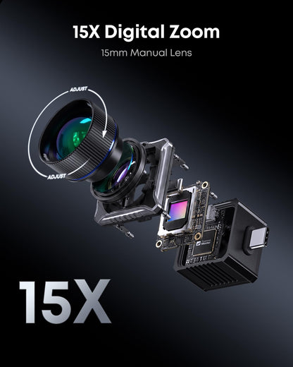 Thermal Master T2 Max - Birdwatching Thermal Camera for Android, 512x384 Super Resolution Thermal Monocular with 50Hz, 15mm Manual Lens, 15x Digital Zoom, 25mK NETD, Wildlife Observation, Black