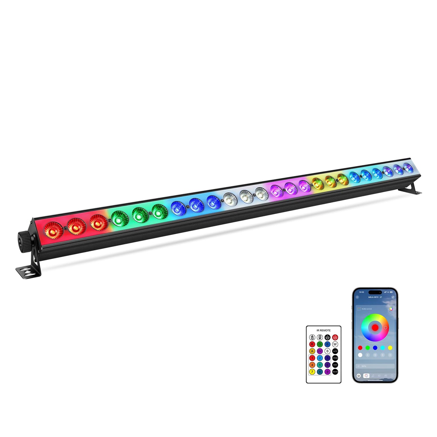 OPPSK Stage Wash Light Bar for DJs: 120W RGBW Wall Wash Lights with RGB Background LEDs - APP IR Remote & DMX Control - Sound Activated Lighting - Easy Setup with Tripod for Wedding Party Church Band