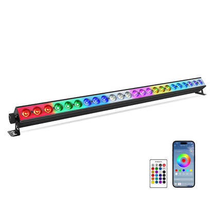 OPPSK Stage Wash Light Bar for DJs: 120W RGBW Wall Wash Lights with RGB Background LEDs - APP IR Remote & DMX Control - Sound Activated Lighting - Easy Setup with Tripod for Wedding Party Church Band