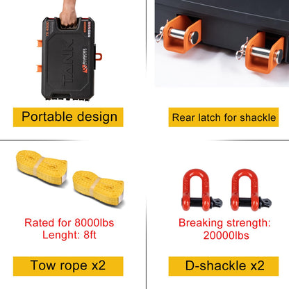 Portable Electric Winch and Kinetic Recovery Rope Kit
