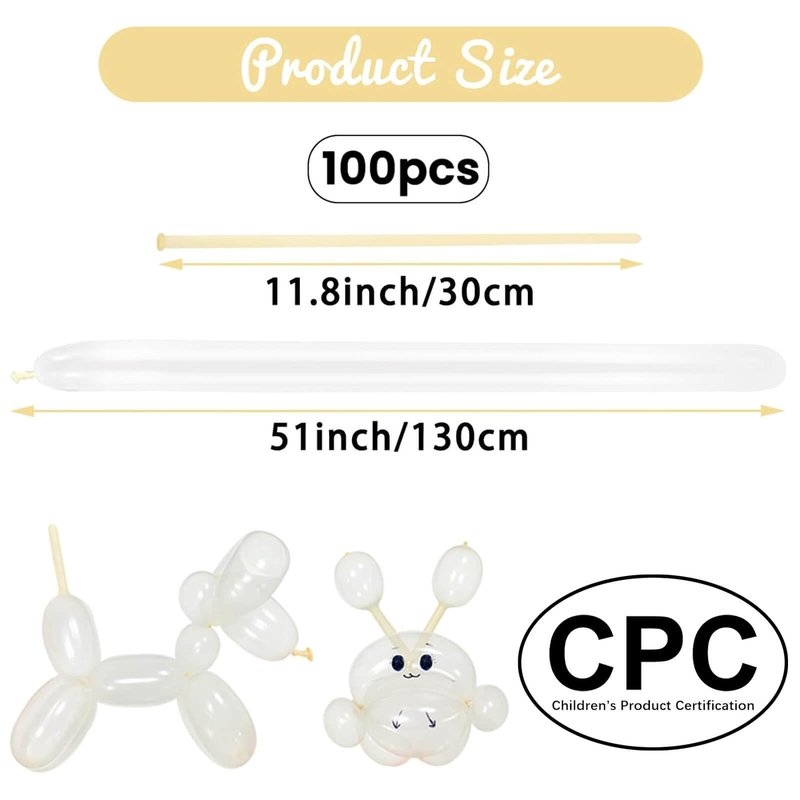 HYKJNBW 100Pcs Clear 260 Balloons, Long Balloon for Tying Balloon Arch, Long Skinny Clear Balloons for Twisting Ballons Animal balloons Birthday Party Wedding Festival Decorations
