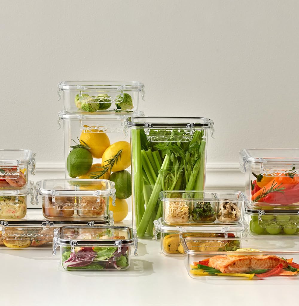 gotman Airtight Food Storage Containers with Lids Gift Set (6 pack) BPA-Free | Clear | Microwave, Freezer and Dishwasher Safe | Leak-Proof | Kitchen Fridge Organizer Fruit Boxes | Fresher Food