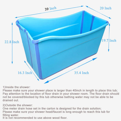 W WEYLAN TEC Freestanding Large Foldable Bath Tub Bathtub for Petite Adult Children Baby Toddler Pink