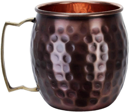 Zap Impex Moscow Mule Mug Antique Hammered Brass Handle Cups Ideal for All Chilled Drink Bar or Home Large Gift Set (Pack of 4 pcs)