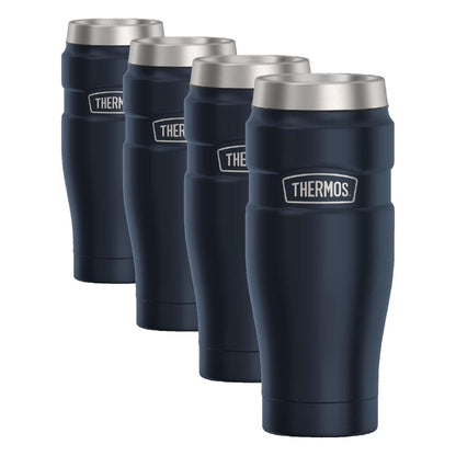 THERMOS Stainless King Travel Tumbler, 16 Ounce, Vacuum-Insulated | Midnight Blue | Pack of 4