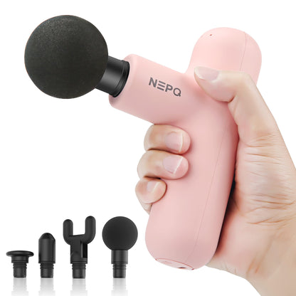 Mini Massage Gun, Powerful Fascial Gun Portable Deep Tissue Percussion Muscle Back Head Massager for Pain Relief with 4 Massage Heads High-Intensity Vibration Rechargeable Small Massage Gun
