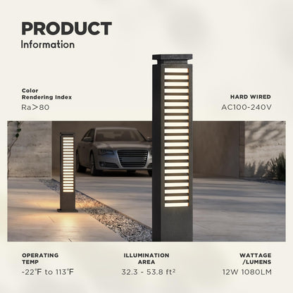 Linkmoon Outdoor Pathway Lights Wired, IP65 Waterproof Landscape Path Light, 27.6'' AC100-240V Bollard Light, Modern Commercial Pathway Lighting, 3000K LED Landscape Lighting for Patio Garden Walkway