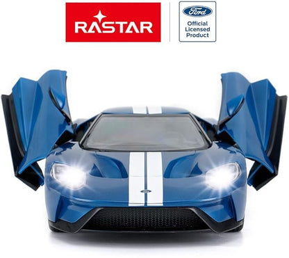 RASTAR RC Car | 1/14 Ford GT Remote Control RC Race Toy Car for Kids Open Doors by Manual Blue (2.4GHz)