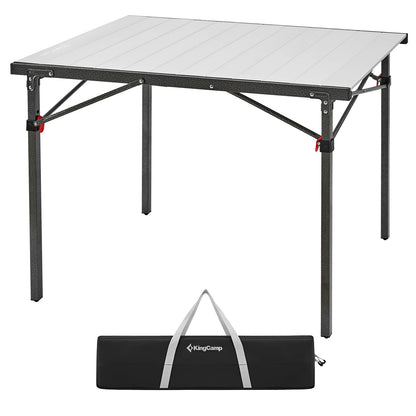 KingCamp Lightweight Compact Stable Aluminum Alloy Folding Roll 4-6 Person for Picnic, Camping, Barbecue and Party,Portable Multi-Functional Table with Carry Bag, Black/Silver_40.1"x27.6",4-5person