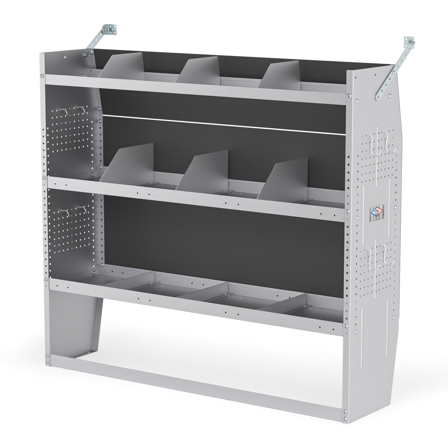 AA Products Inc. SH-4605 Steel Low/Mid/High Roof Van Shelving Storage System Fits Transit, GM, NV, Promaster, Sprinter and Metris, Contoured Shelving Unit, 52" W x 46" H x 13" D