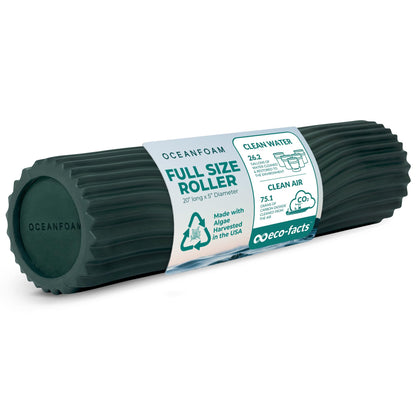 Oceanfoam Tidal Roller - Black Marbled - Muscle Massage Foam Roller for Back Pain & Stretching - Firm and Ergonomic Wide Wave Textured - Yoga, Athletics, & Wellness - Full Size, 20" x 5"