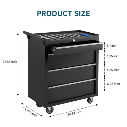 ActiveTrail 4-Drawer Rolling Tool Chest Cabinet,Portable Tool Storage Cart with Smooth Wheels,Lockable Toolbox Organizer with Drawer Liners,Heavy-Duty Steel Tool Cabinet for Garage and Workshop Use