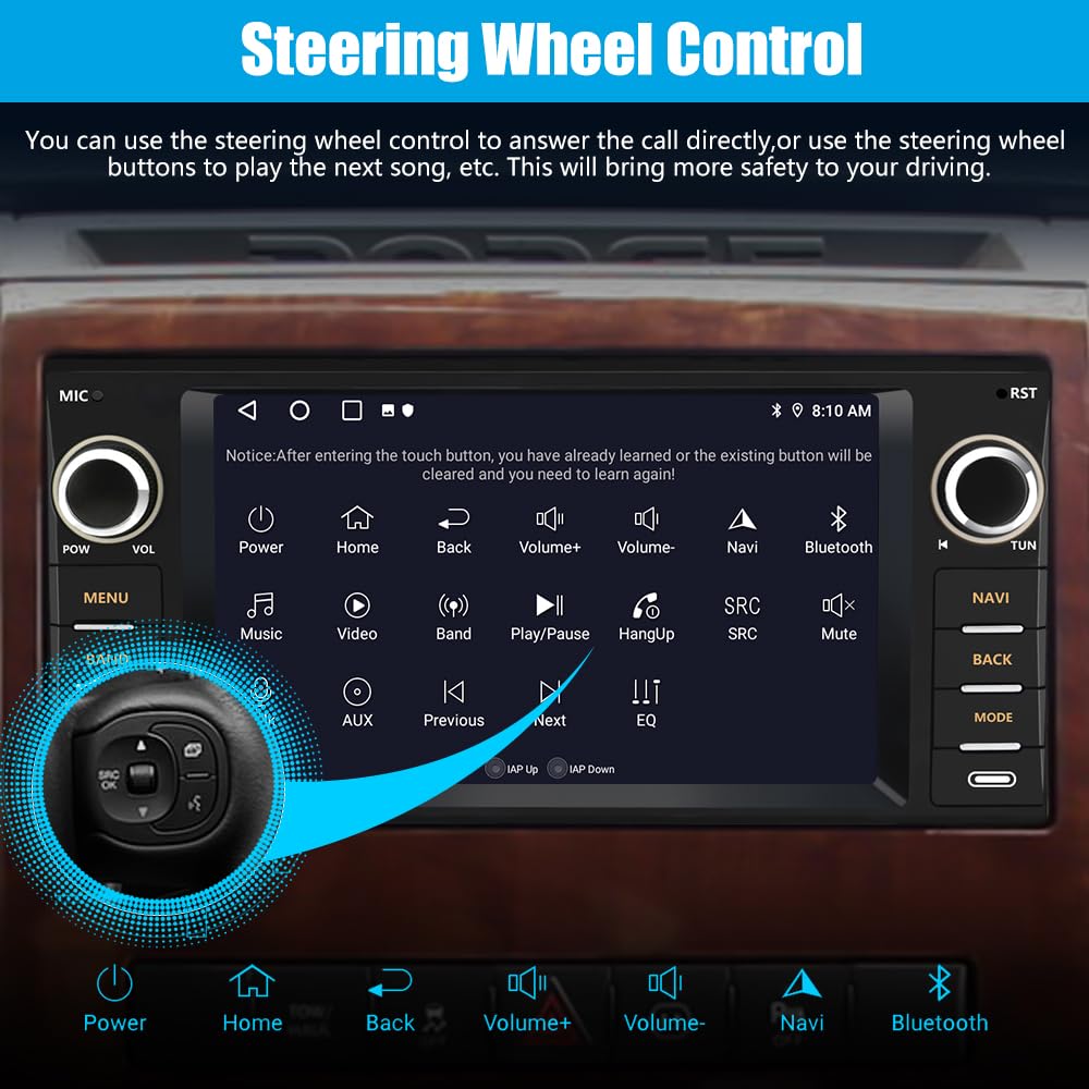 AWESAFE Android Car Radio for Jeep Wrangler JK 2007-2018, Dodge Ram 1500 2500 3500, Jeep Compass Patriot 2009-2016, Touch Screen Jeep Jk Radio with Carplay Android Auto AM FM