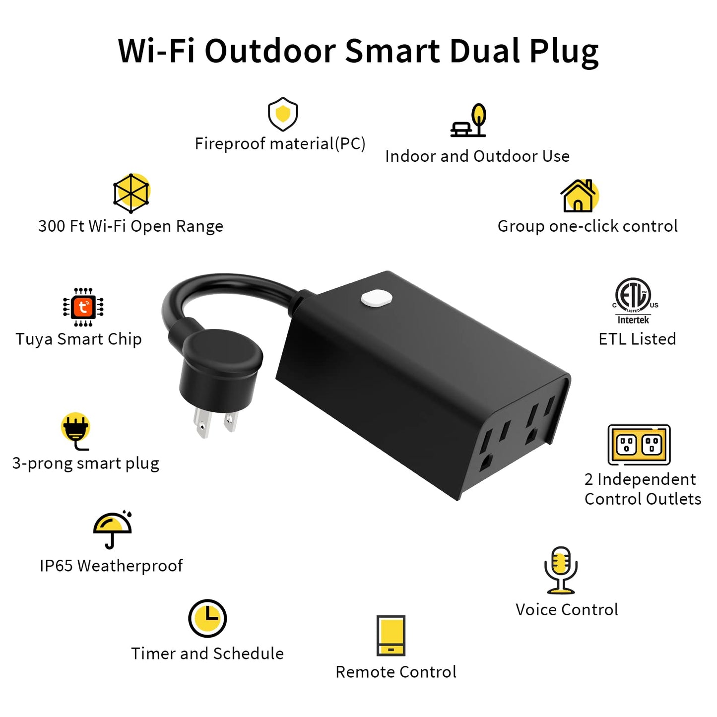 Minoston Outdoor Smart Plug, Matter Smart Plug, Smart Home Wi-Fi Outlet IP65 Waterproof, Compatible with Alexa, Apple Home, SmartThings, Google Home, Smart Life, IP65 Waterproof, 2.4Ghz, 2 Pack