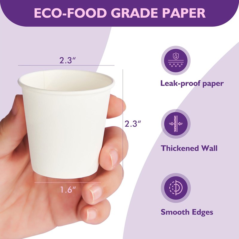 PACKINNO 3 oz Disposable Paper Cups, Mouthwash Cups, Small Coffee Cups for Bathroom Rinsing, Mini Water Drinking Cups for Espresso, Samples, 200 Pack