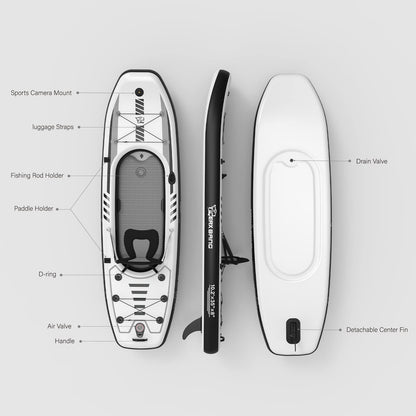 TIGERXBANG 10.2'x35''x8'' Inflatable Kayak with Detachable Seat, SUP-Kayak Set Includes Hand Pump/Aluminum Oar/Backpack, Boat for Adults/Youth | for Fishing, Touring