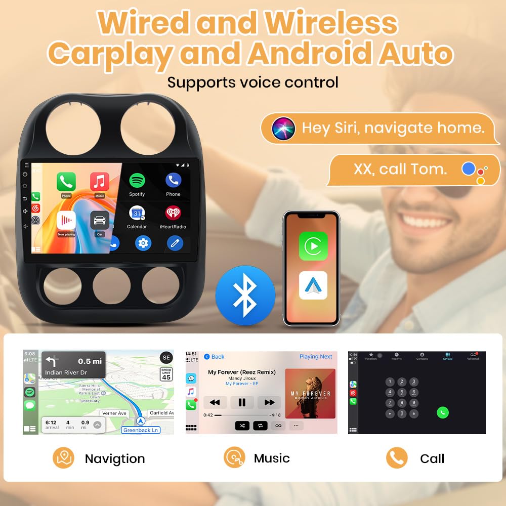 Mnasico Android Radio for Jeep Compass 2010-2016, Patriot 2009-2016