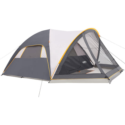 UNP 6 Person Dome Tent with Screen Room, Portable Camping Tent with Screened-in Porch, Dome Tent for Outdoor Camping - 14'x11'x72''(H) (Gray)