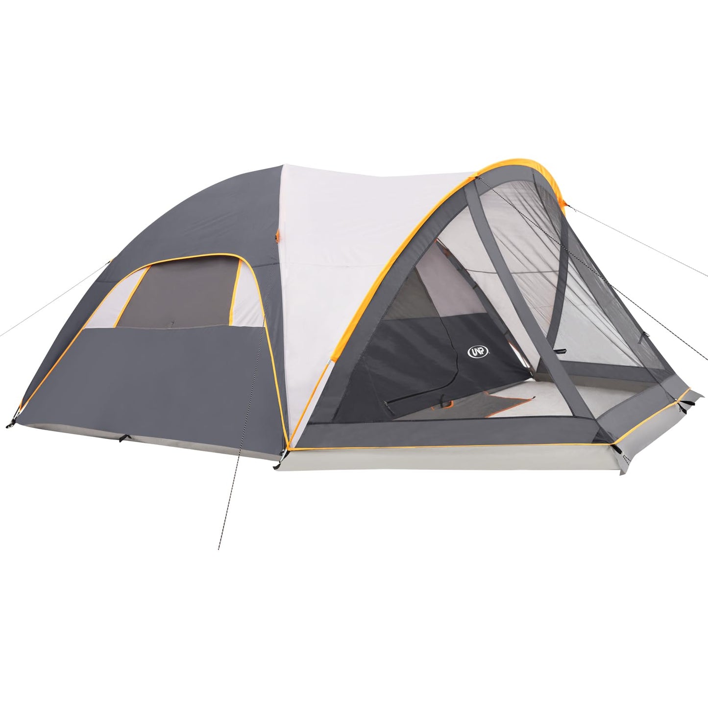 UNP 6 Person Dome Tent with Screen Room, Portable Camping Tent with Screened-in Porch, Dome Tent for Outdoor Camping - 14'x11'x72''(H) (Gray)