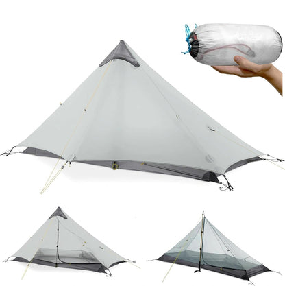 Ultralight Waterproof Tent, Double-Layer Three-Season Backpacking Tent for 1-Person Camping, Kayaking, Climbing, Hiking, Weighing in at only 2 pounds for The Tent (Grey)