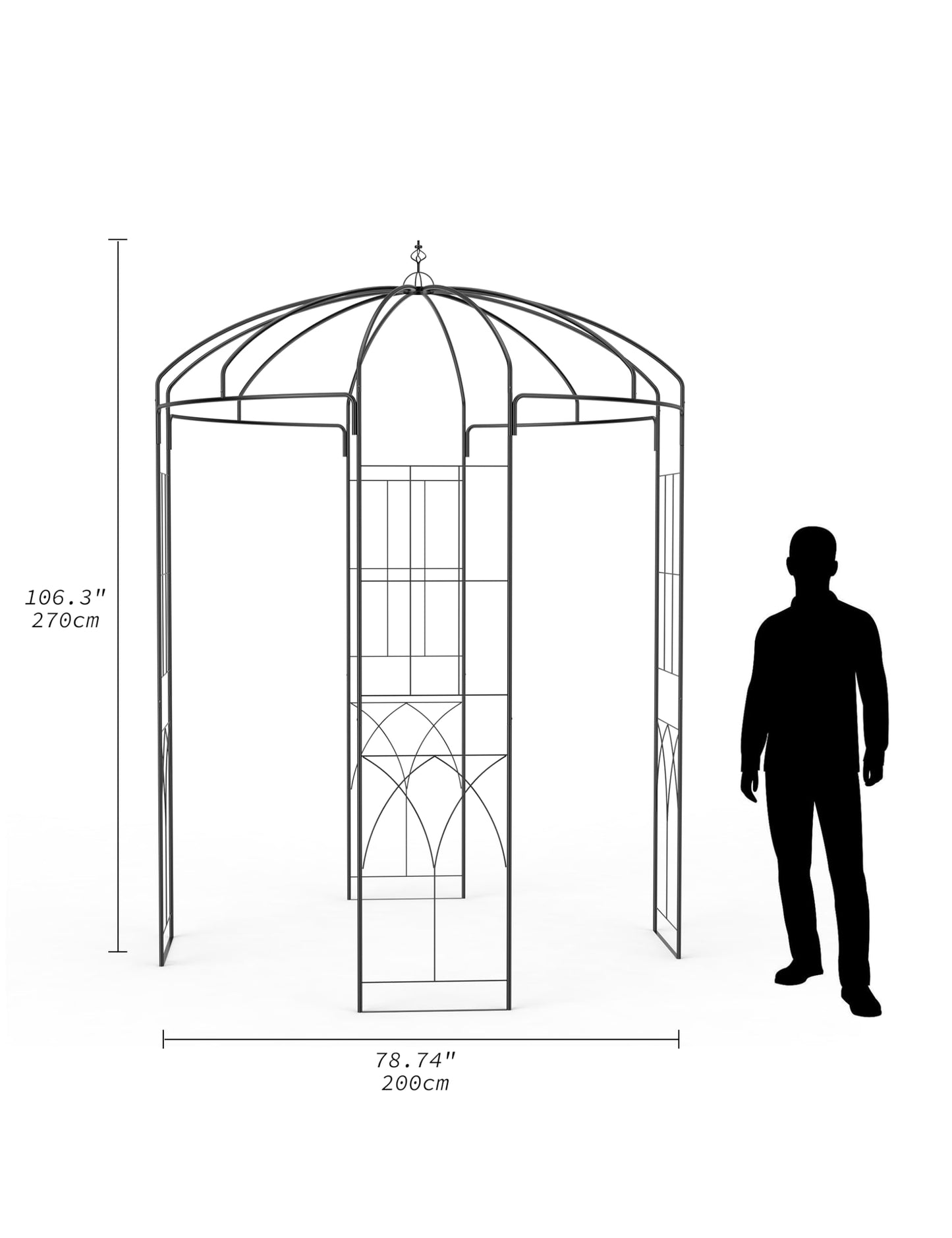 8.8 FT Tall Garden Arch, Decorative Birdcage Metal Arbor for Weddings & Parties, Weather-Resistant Steel Pergola for Climbing Flowers, Outdoor Pavilion for Patio & Backyard
