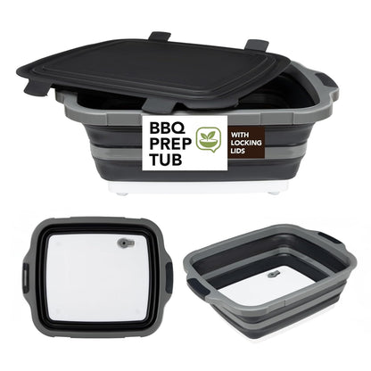 Verdvoca 1 Pcs 30L & 2 Pcs 16L Collapsible BBQ Prep Tubs with Lids for Fruit Prep & Washing, Meal Marinating and Food Storage