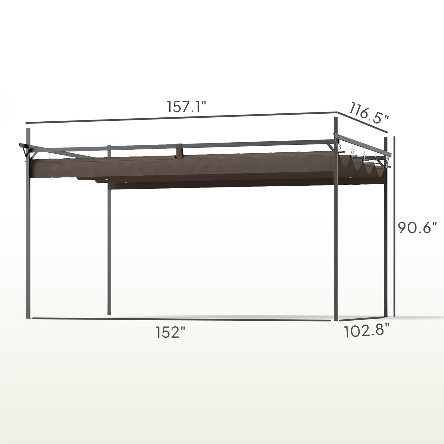Outsunny 10' x 13' Retractable Pergola Canopy with Stronger Metal Frame, Outdoor Pergola Sun Shade Shelter for Garden, Patio, Backyard, Deck, Brown