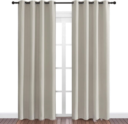 NICETOWN Natural Room Darkening Curtains - 86" Long | Total Privacy Drapes for Boho Farmhouse Decor (Set of 2, 55" Wide)