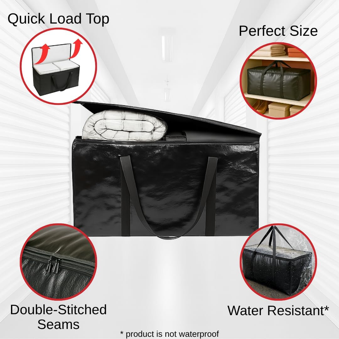 BAG-THAT! Heavy Duty Large Moving Bags - Durable Storage Totes with Strong Zipper & Comfortable Handles | 10-Pack