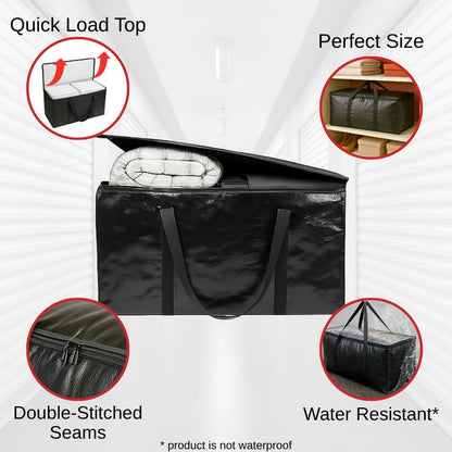 BAG-THAT! Heavy Duty Large Moving Bags - Durable Storage Totes with Strong Zipper & Comfortable Handles | 10-Pack