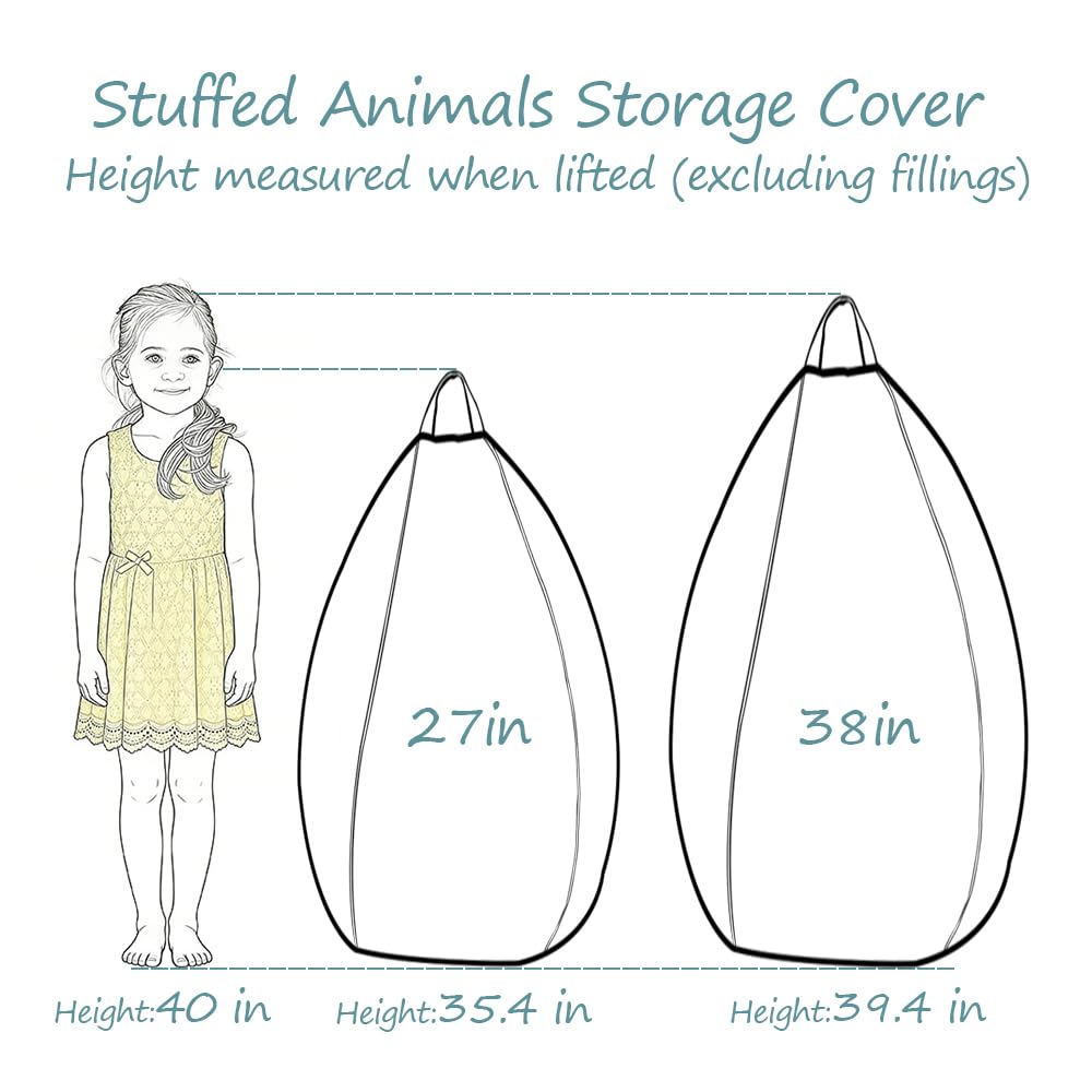 YuppieLife Stuffed Animal Storage Bean Bag Chairs Canvas Cover for Kids(No Filling)/Machine Washable and Durable Toddler Bean Bag Sofa Cover for Room Decor (Kid Painting, 38”)