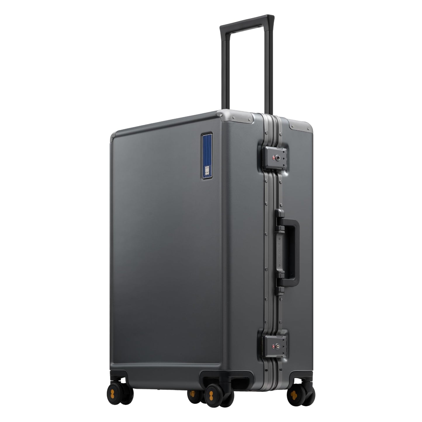 LEVEL8 Zipperless Checked Luggage with Aluminum Frame, Upgraded Medium Hardside Suitcase with Spinner Wheels, Metal Travel Luggage with Double Tsa Locks, 24 Inch, Grey