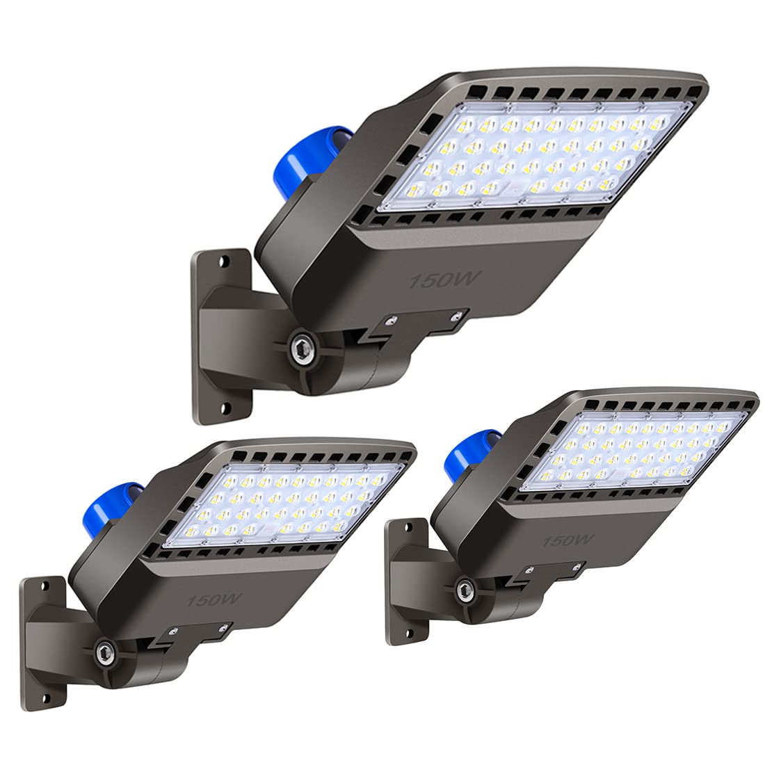 Juyace 3 Pack 150W LED Parking Lot Light Dusk to Dawn, 21000LM Super Bright Shoe Box Street Lights, IP65 Waterproof Commercial Area Flood Lighting for Yard Barn Wall Mount, 110-277V, 5000K Daylight