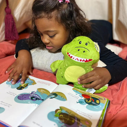 Rebel Dinosaur Tooth Fairy Pillow and Book Bundle | 8" Plush with Pocket for Lost Teeth & Hardcover Storybook w/Tracker, Q&A for Boys Girls Children of All Ages
