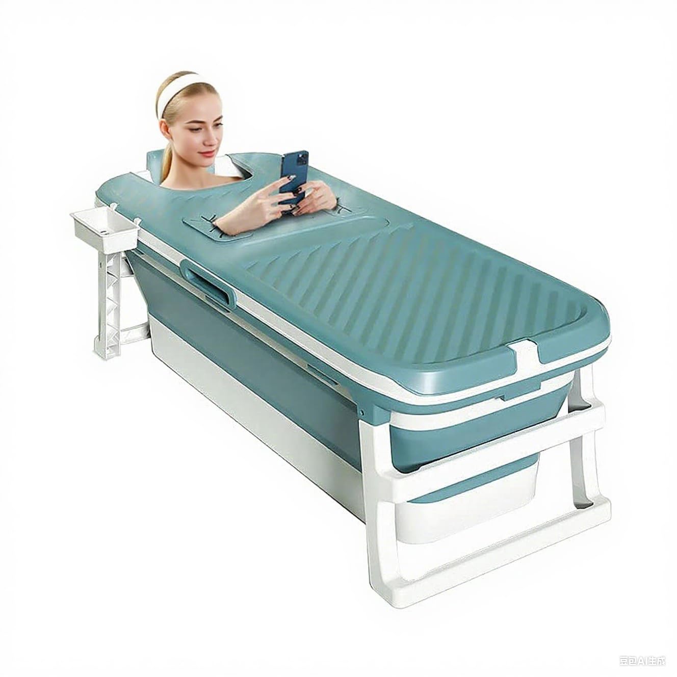 53'' Large Portable Bathtub for Adult, Foldable Bathtub Portable Soaking Bath Tub Effortless, Ergonomically Designed for Hot Bath Ice Bath with Reached Out Hands