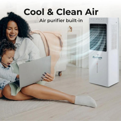 iQ Pure Breeze 14EX Extra Large Portable Evaporative Air Cooler with 4 Fan Speeds, 23 L Water Tank, Air Filtration & Wheels for Home, Living Room & Large Spaces