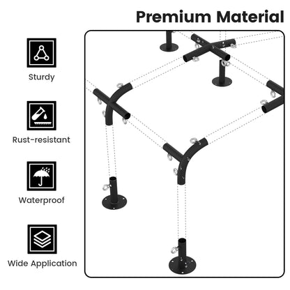 Neorexon 1 3/8'' Canopy Fittings for 6 Leg Carport Frame Parts, Black Canopy Pipe Fittings with Eye Bolts, Carport Frame Kit Low Peak Connectors with 156 Degree Angle(15Pcs)