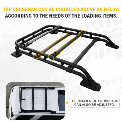 EZREXPM Roof Rack Basket Fit for Toyota 4Runner 2010-2024 Rooftop Cargo Basket Extra Bars Luggage Carrier