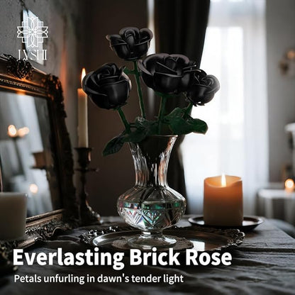 Black Rose Bouquet Building SetCompatible with Lego FlowersArtificial Flowers Botanical Collection Blocks Kit DIY Fake Roses for Adults Women Mother's Day Girlfriend Gifts Home Decor-408pcs
