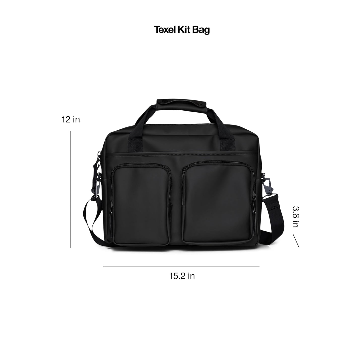 RAINS Texel Tech Bag - Black Waterproof Water Resistant Water Repellent Laptop Bag Unisex Commuter Travel Case 15" Computer Sleeve Tech Organizer - 2 Year Warranty