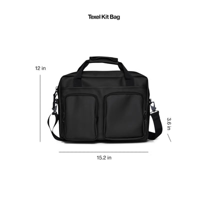 RAINS Texel Tech Bag - Black Waterproof Water Resistant Water Repellent Laptop Bag Unisex Commuter Travel Case 15" Computer Sleeve Tech Organizer - 2 Year Warranty