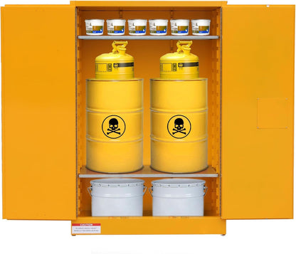 Flammable Storage Cabinet 43" x 18" x 65", 45 Gallon Galvanized Steel Flammable Liquid Storage Locker with 2 Adjustable Shelves & Manual-Close Doors, OSHA Compliant Industrial Hazardous Storage