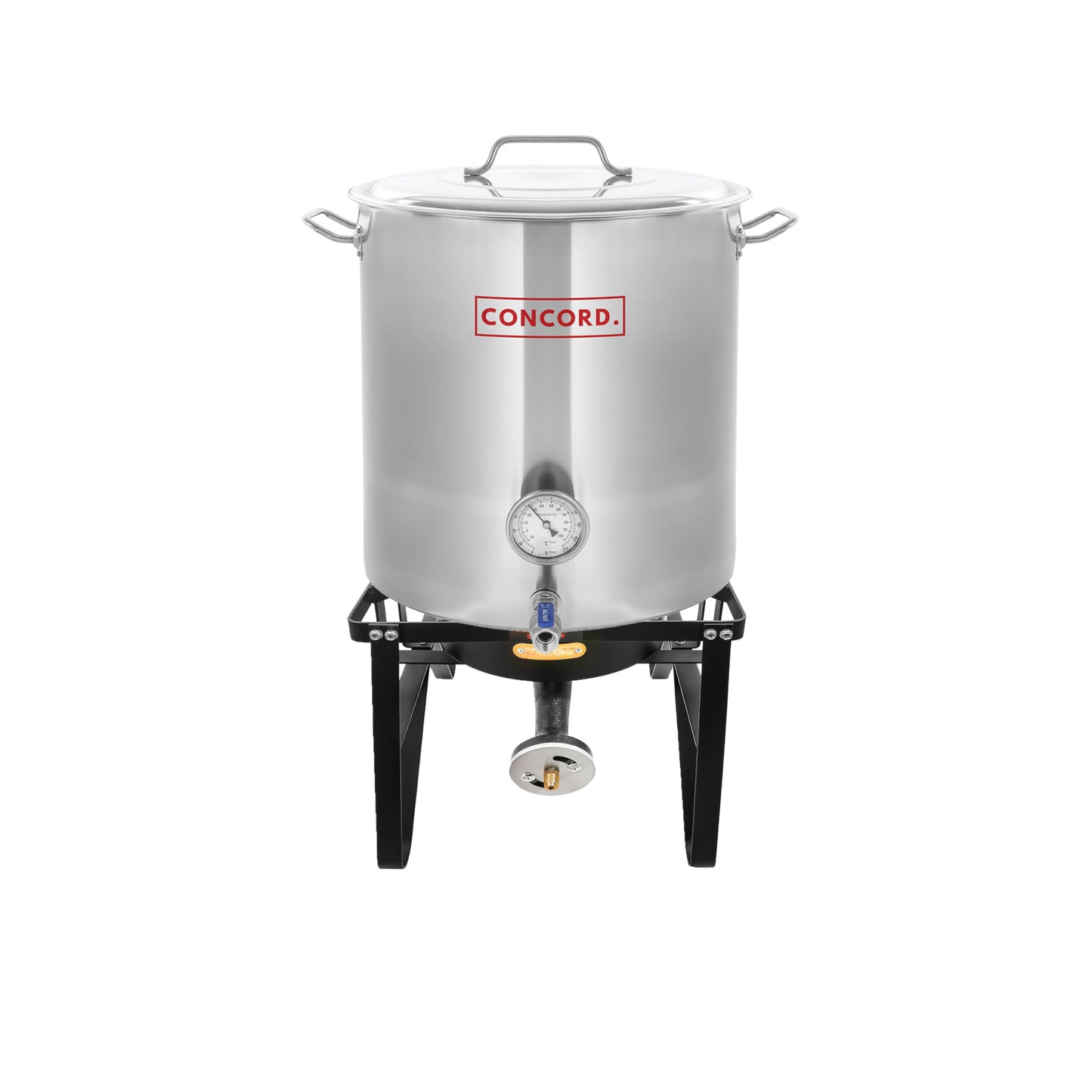 CONCORD Stainless Steel 60 QT Home Brew Kettle Stock Pot + Concord Deluxe Banjo Single Propane Burner, 200,000 BTU Portable Outdoor Stove