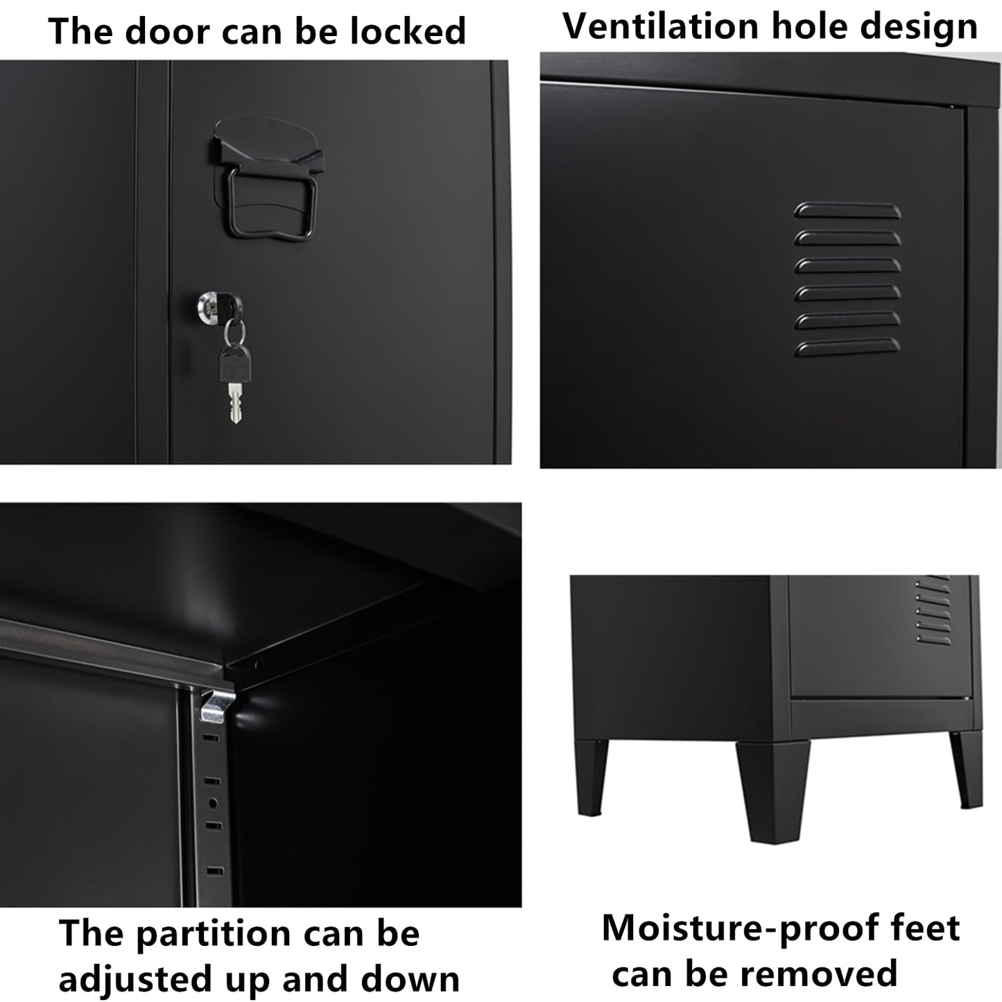 Metal Locker with Doors and Shelves, Locking Storage Cabinets for Small Spaces, Lockers for Employees, Lockable Storage Lockers for Office Garage School Gym
