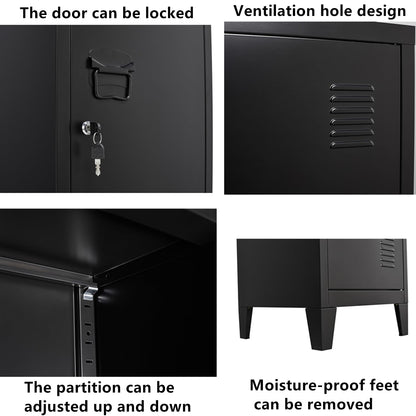 Metal Locker with Doors and Shelves, Locking Storage Cabinets for Small Spaces, Lockers for Employees, Lockable Storage Lockers for Office Garage School Gym