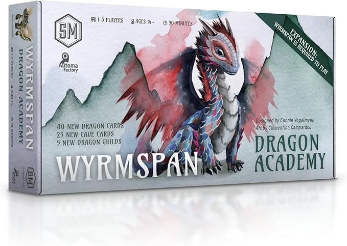 Stonemaier Games: Wyrmspan: Dragon Academy Expansion by Connie Vogelmann | Add to Wyrmspan Strategy Board Game | Discover Fledgling Dragons &amp Train Them for Fun New Abilities | 1-5 Players 120 Mi